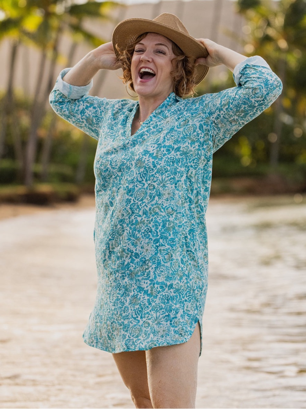 RipSkirt Hawaii Al Mare Long Sleeve Cotton Gauze Dress Women’s